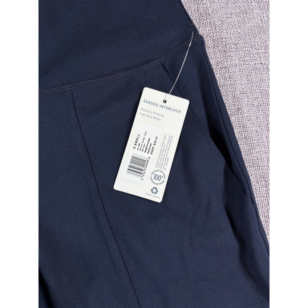 Jockey Leggings Sueded Interlock Pintuck Pocket Crop Navy Blue Womens Size XS - Picture 4 of 11